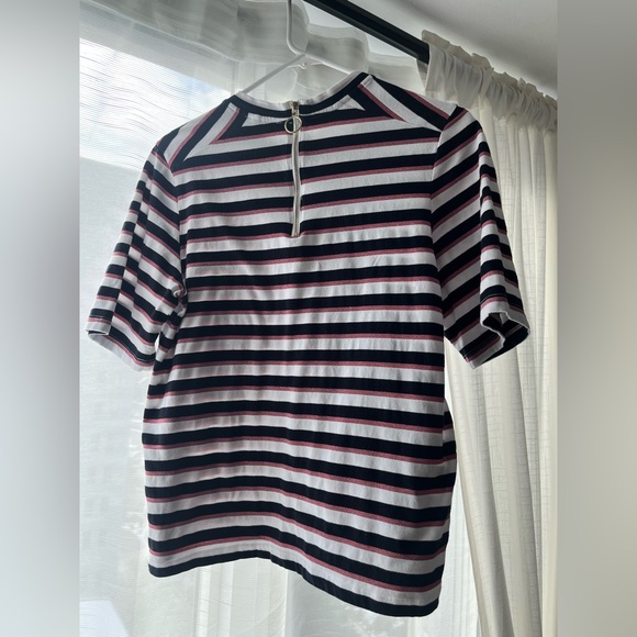 Maje Tiffany Back-Zip Metallic-Stripe Tee - Picture 5 of 10